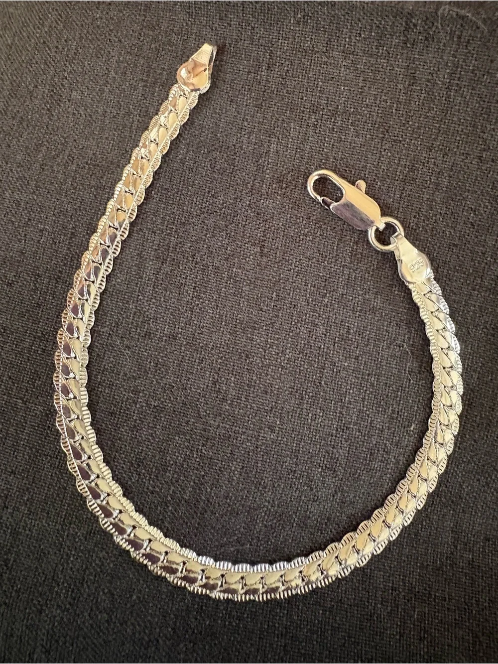 Sterling Silver Double Cuban linkChain Bracelet w lobster clasp